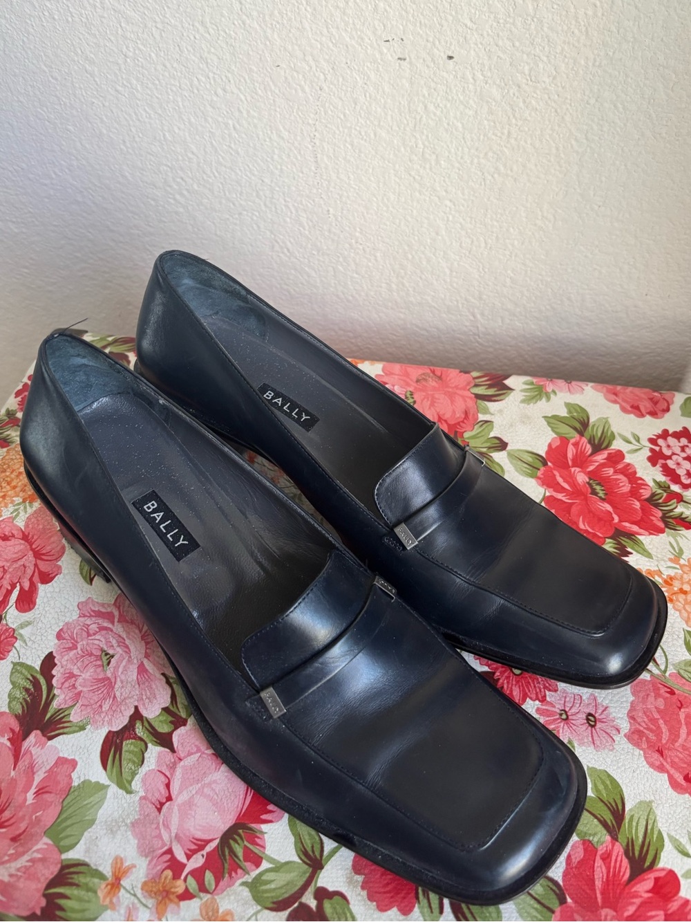 Bally Style Flex Black Leather Loafer Pumps Heels